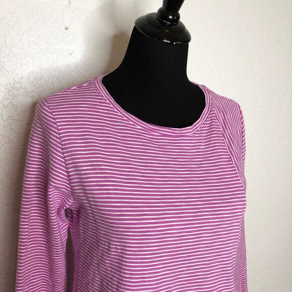 Soft Surroundings purple white striped ruffle hem knit top size Petite Medium - Picture 3 of 8